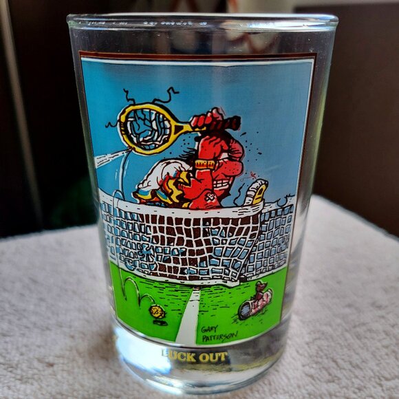 Vintage Arby's Collectible Gary Patterson Glass “Luck Out” 1982 Tennis GUC - Picture 1 of 8
